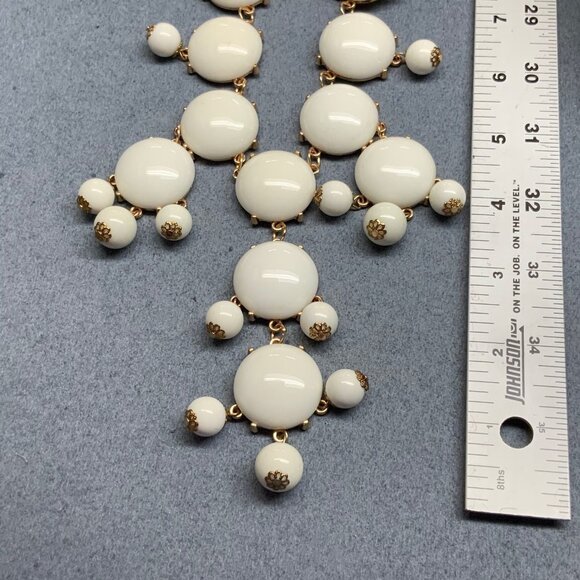 Bubble Statement Necklace 25 In White Round Beads Gold Copper Chain Classic Y2K - Picture 7 of 9